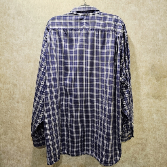 Burberry London Navy Blue Plaid Check Button Down Shirt XXL - Picture 6 of 7